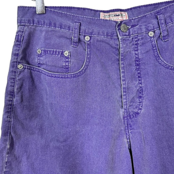 Vintage Guess Jeans Purple Denim High Rise Shorts 2 USA Made Bermuda Long - Picture 3 of 8